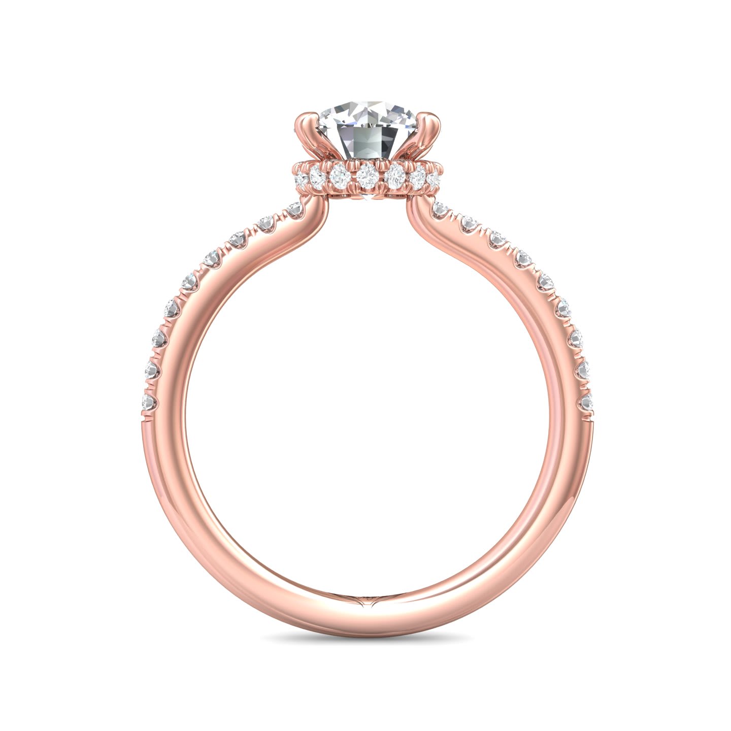 FlyerFit Micropave 14K Pink Gold Engagement Ring