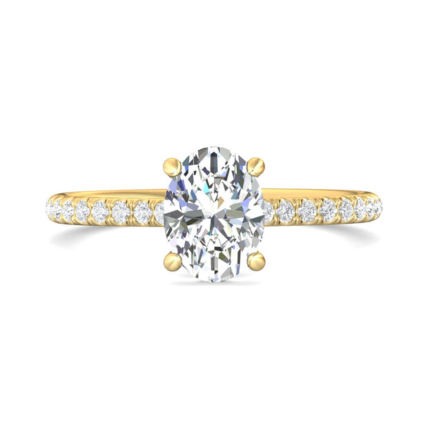 FlyerFit Micropave 18K Yellow Gold Engagement Ring