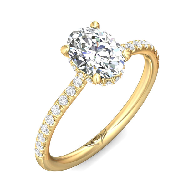 FlyerFit Micropave 18K Yellow Gold Engagement Ring