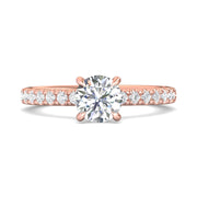 FlyerFit Micropave 14K Pink Gold Engagement Ring