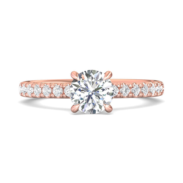 FlyerFit Micropave 14K Pink Gold Engagement Ring