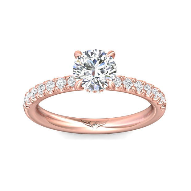 FlyerFit Micropave 14K Pink Gold Engagement Ring