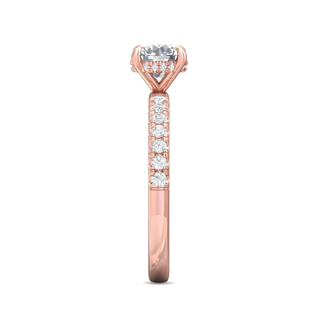 FlyerFit Micropave 14K Pink Gold Engagement Ring