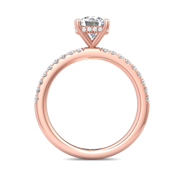 FlyerFit Micropave 18K Pink Gold Engagement Ring