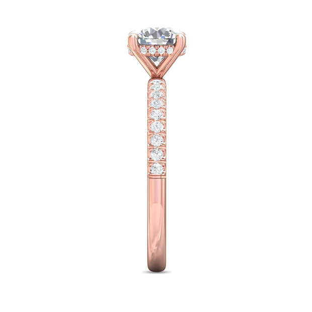 FlyerFit Micropave 18K Pink Gold Engagement Ring