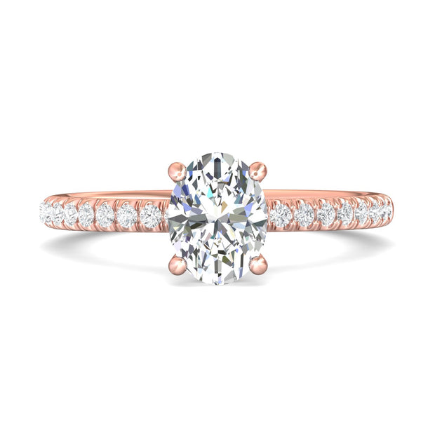 FlyerFit Micropave 18K Pink Gold Engagement Ring