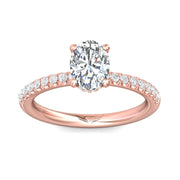 FlyerFit Micropave 18K Pink Gold Engagement Ring