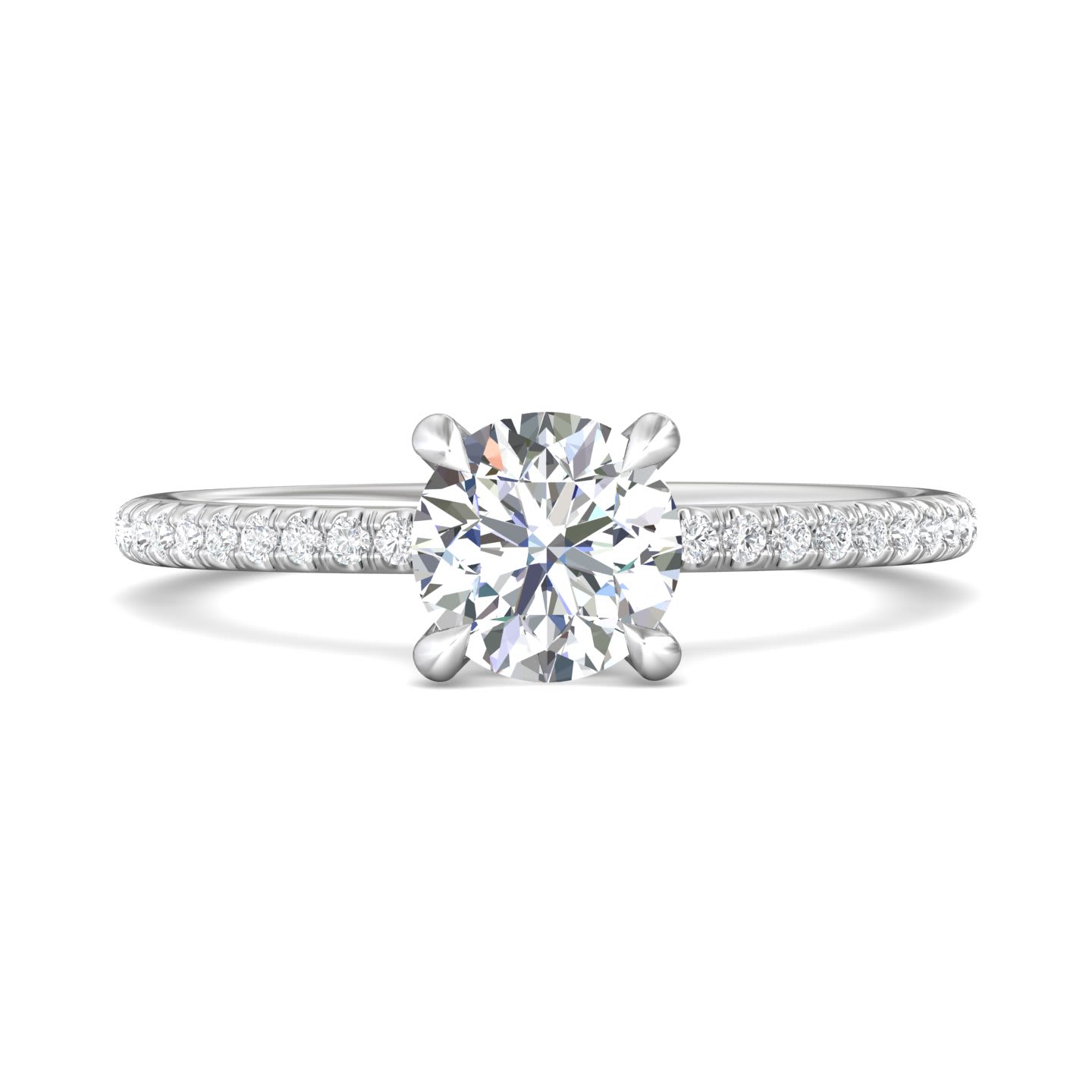 FlyerFit Micropave 18K White Gold Engagement Ring