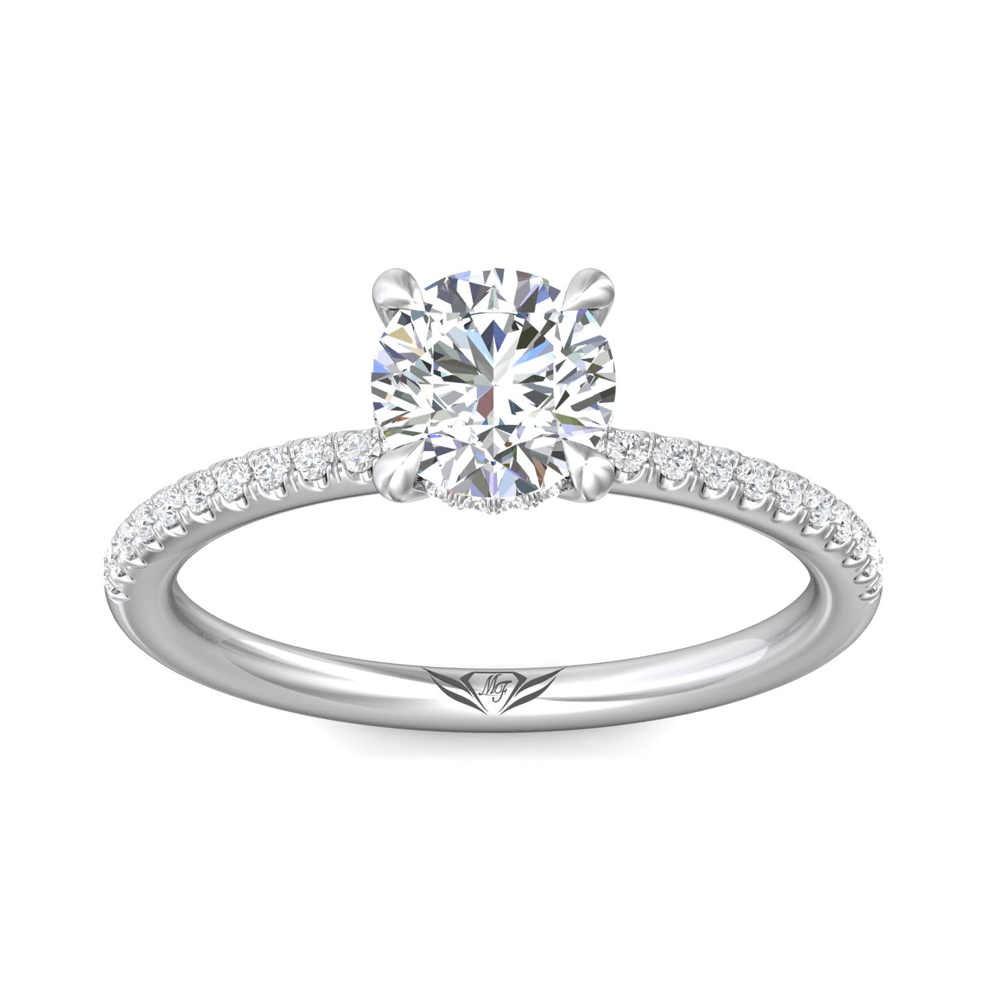 FlyerFit Micropave 18K White Gold Engagement Ring