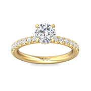 FlyerFit Micropave 18K Yellow Gold Engagement Ring