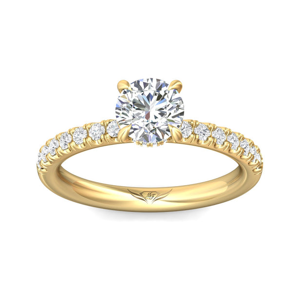 FlyerFit Micropave 18K Yellow Gold Engagement Ring