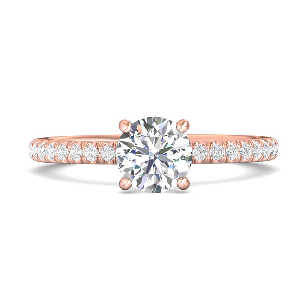 FlyerFit Micropave 18K Pink Gold Engagement Ring