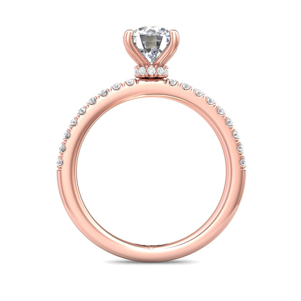 FlyerFit Micropave 18K Pink Gold Engagement Ring