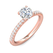 FlyerFit Micropave 18K Pink Gold Engagement Ring