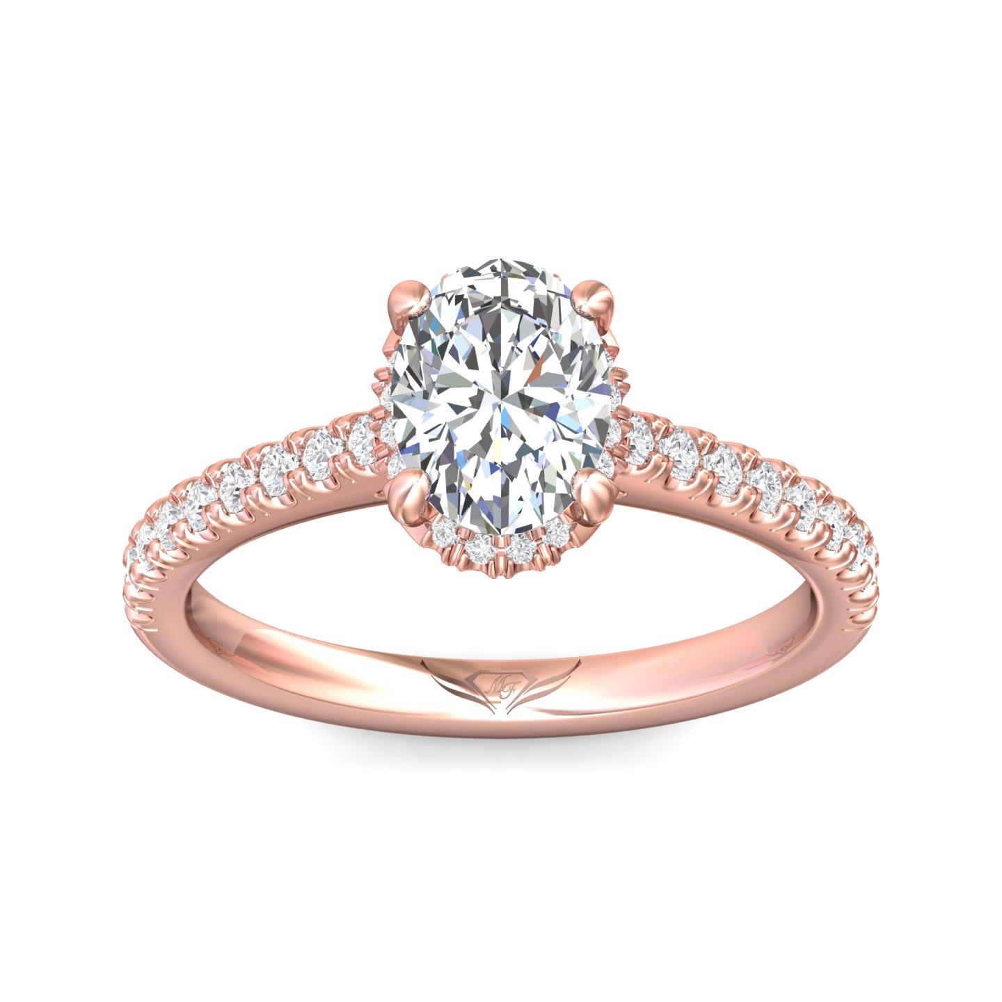 FlyerFit Micropave 14K Pink Gold Engagement Ring