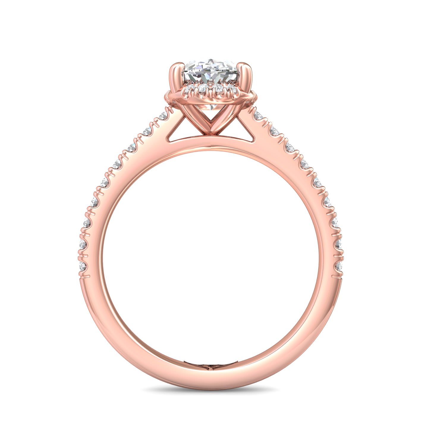 FlyerFit Micropave 14K Pink Gold Engagement Ring