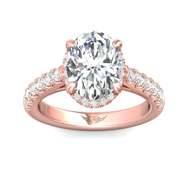 FlyerFit Micropave 14K Pink Gold Engagement Ring