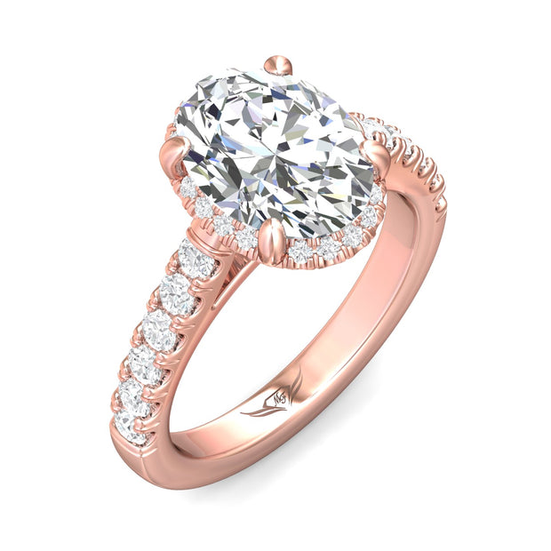 FlyerFit Micropave 14K Pink Gold Engagement Ring