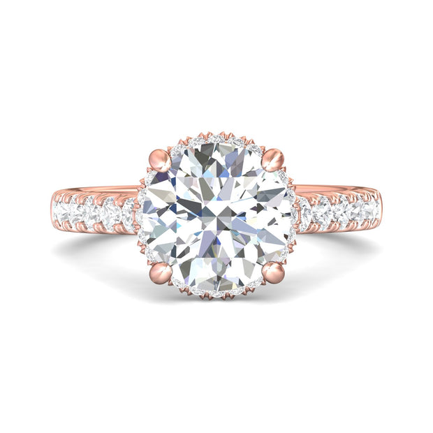 FlyerFit Micropave 14K Pink Gold Engagement Ring