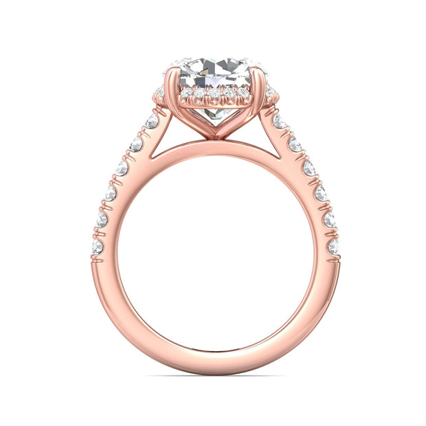 FlyerFit Micropave 14K Pink Gold Engagement Ring