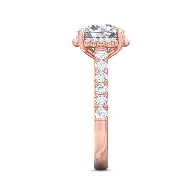 FlyerFit Micropave 14K Pink Gold Engagement Ring