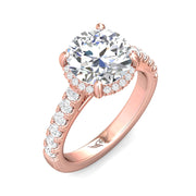 FlyerFit Micropave 14K Pink Gold Engagement Ring