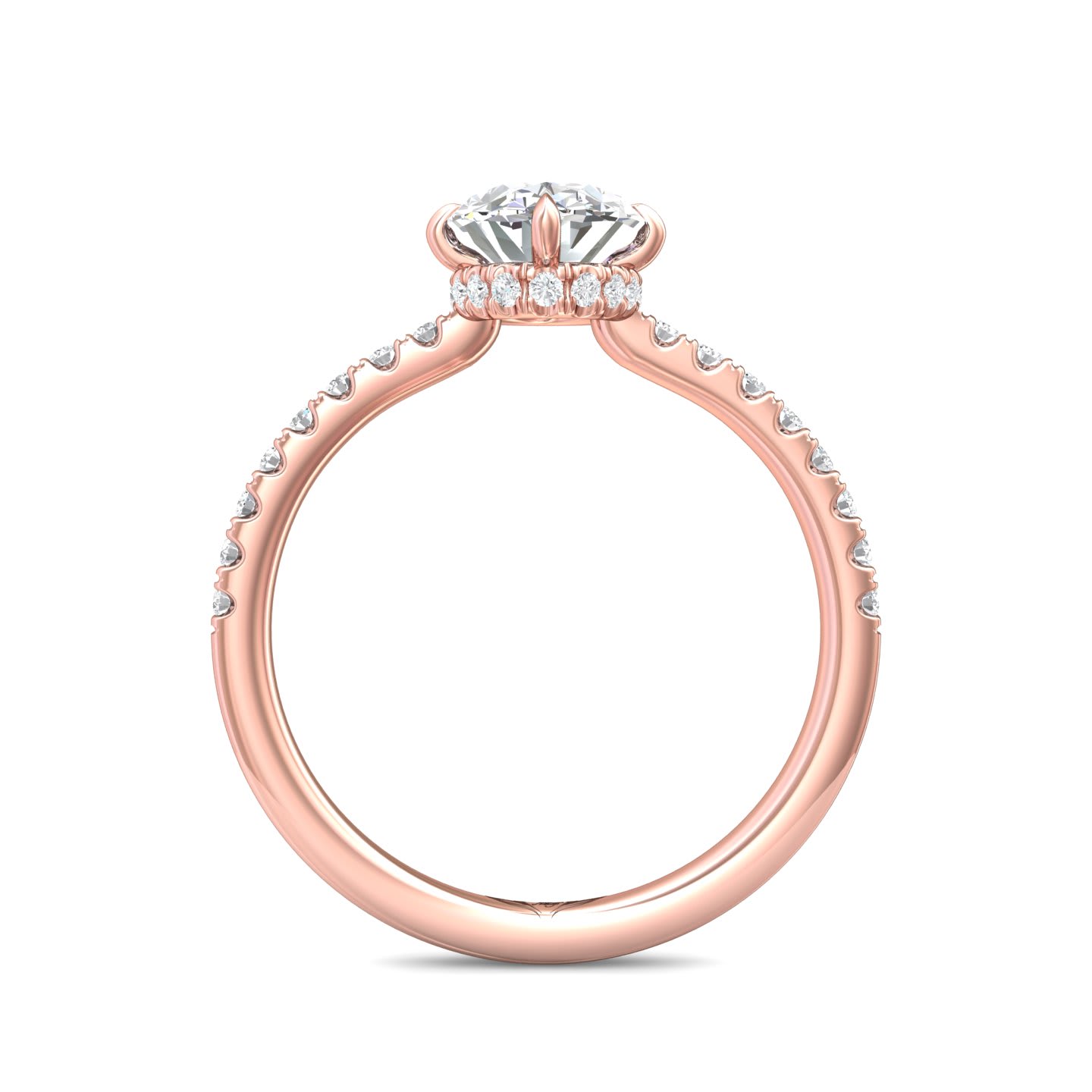 FlyerFit Micropave 14K Pink Gold Engagement Ring