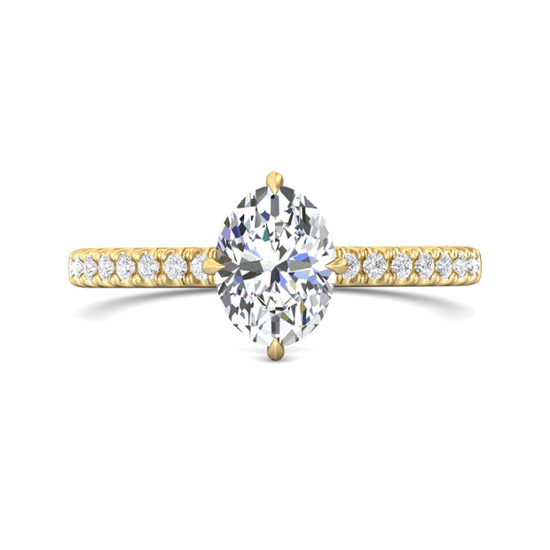 FlyerFit Micropave 18K Yellow Gold Engagement Ring