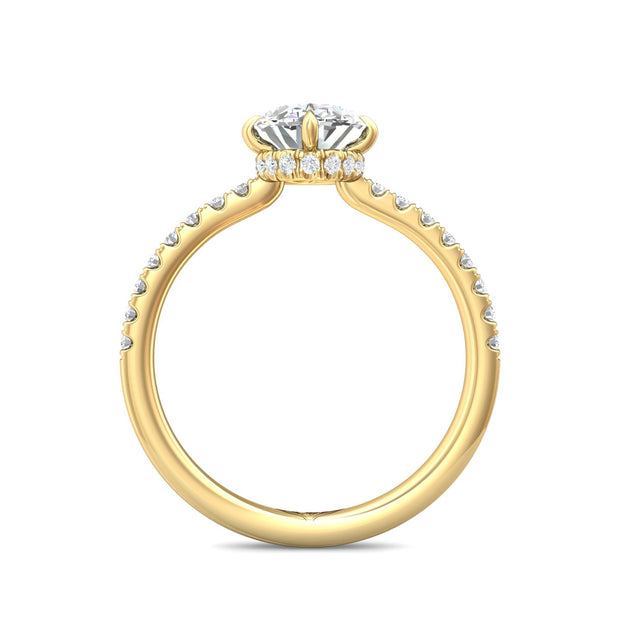 FlyerFit Micropave 18K Yellow Gold Engagement Ring