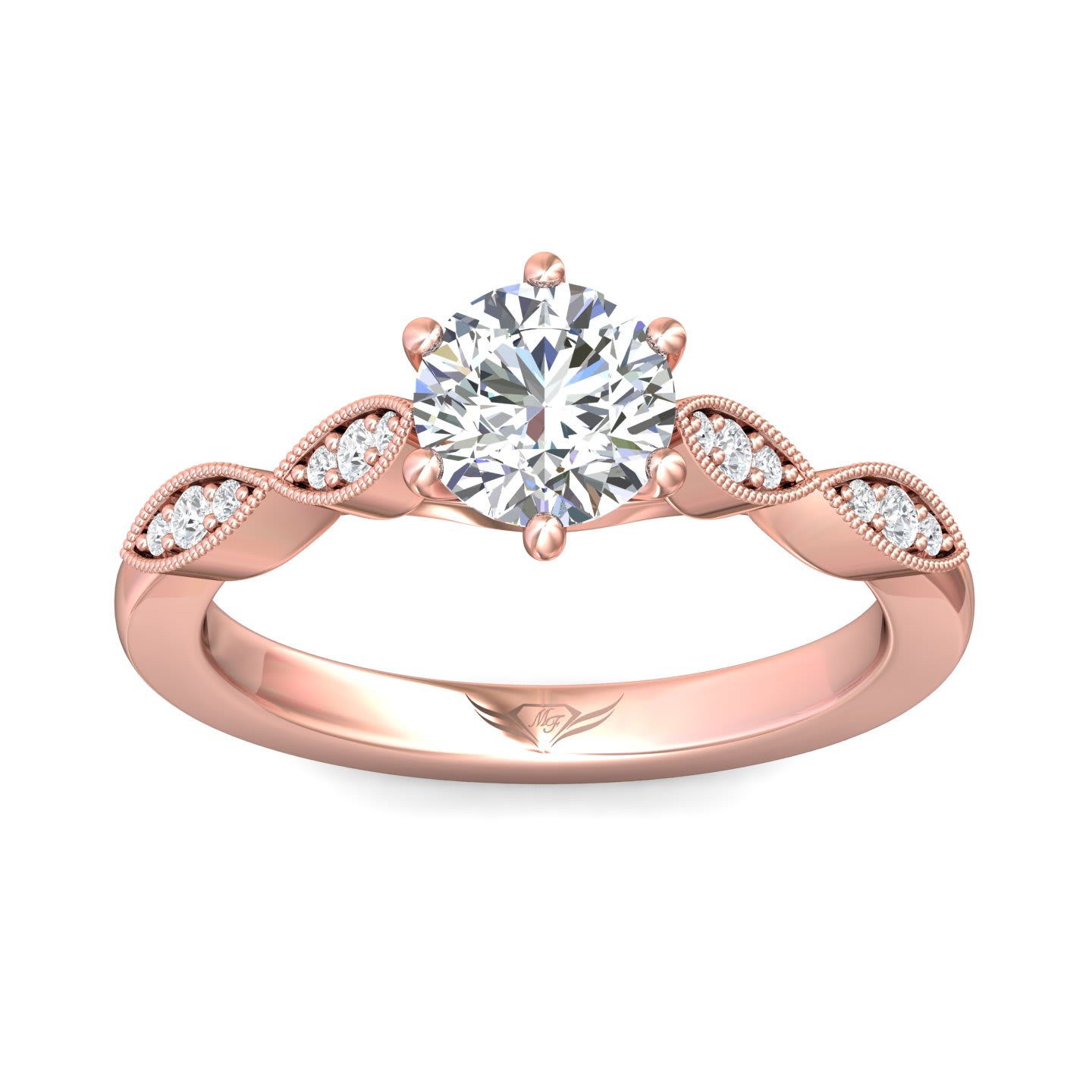 FlyerFit Micropave 14K Pink Gold Engagement Ring