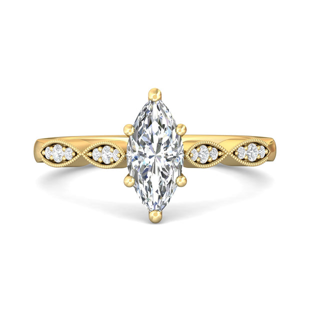 FlyerFit Micropave 18K Yellow Gold Engagement Ring