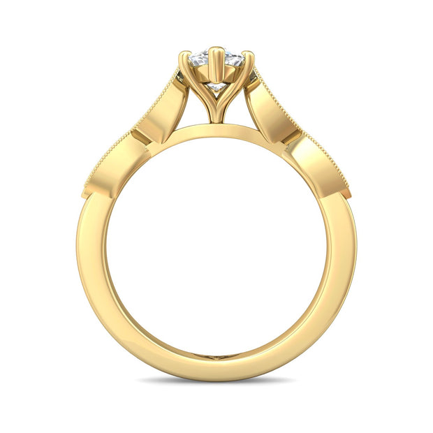 FlyerFit Micropave 18K Yellow Gold Engagement Ring