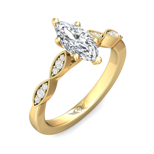 FlyerFit Micropave 18K Yellow Gold Engagement Ring