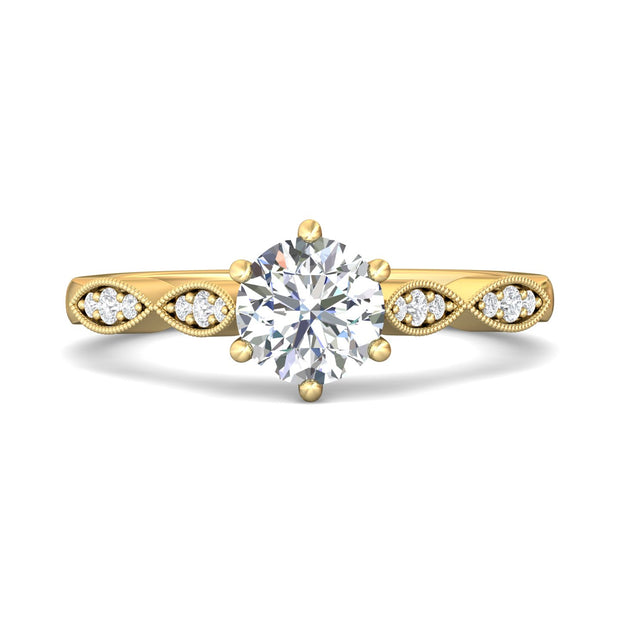 FlyerFit Micropave 14K Yellow Gold Engagement Ring