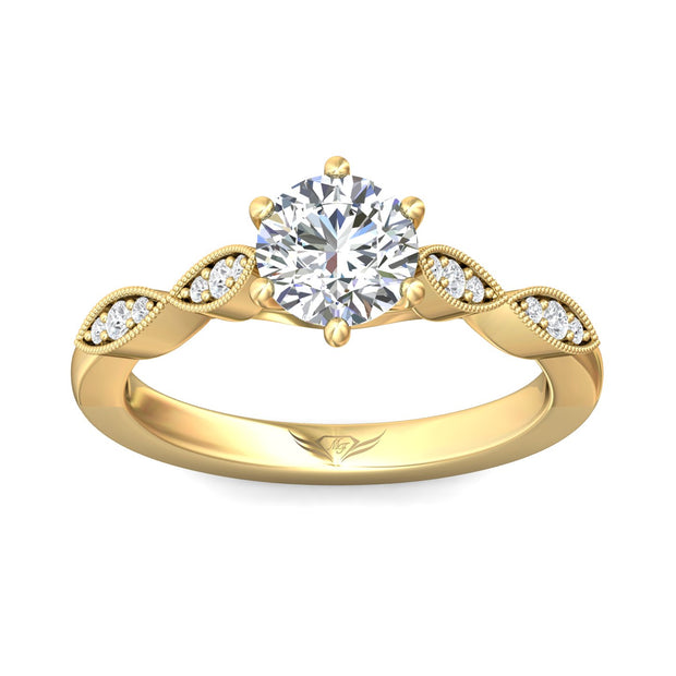 FlyerFit Micropave 14K Yellow Gold Engagement Ring