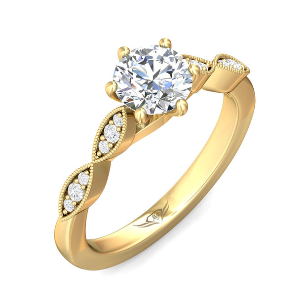 FlyerFit Micropave 14K Yellow Gold Engagement Ring