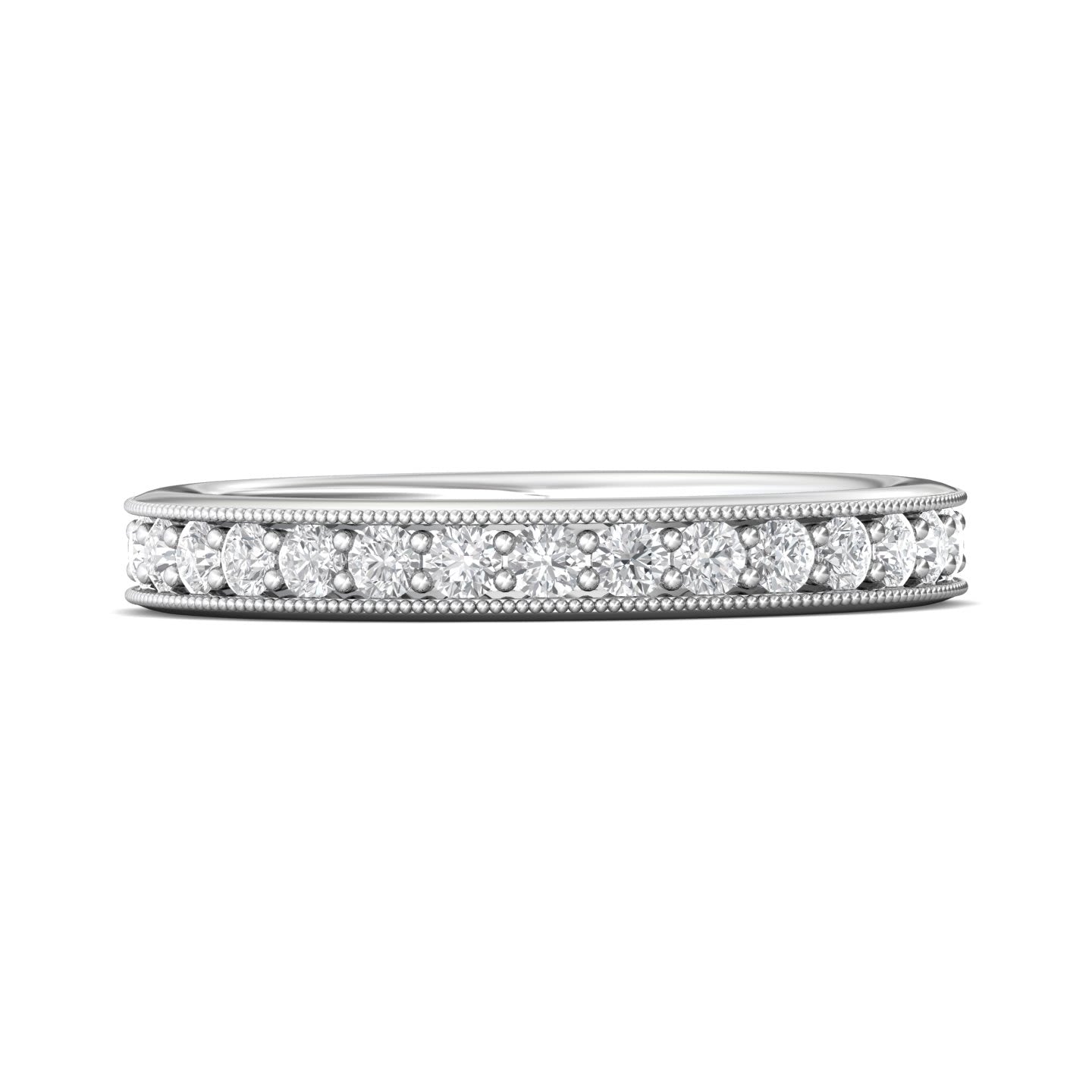 FlyerFit Micropave 18K White Gold Wedding Band