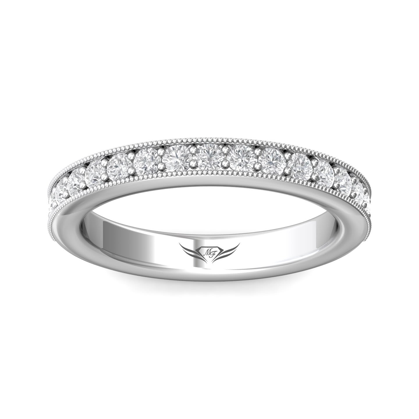 FlyerFit Micropave 18K White Gold Wedding Band