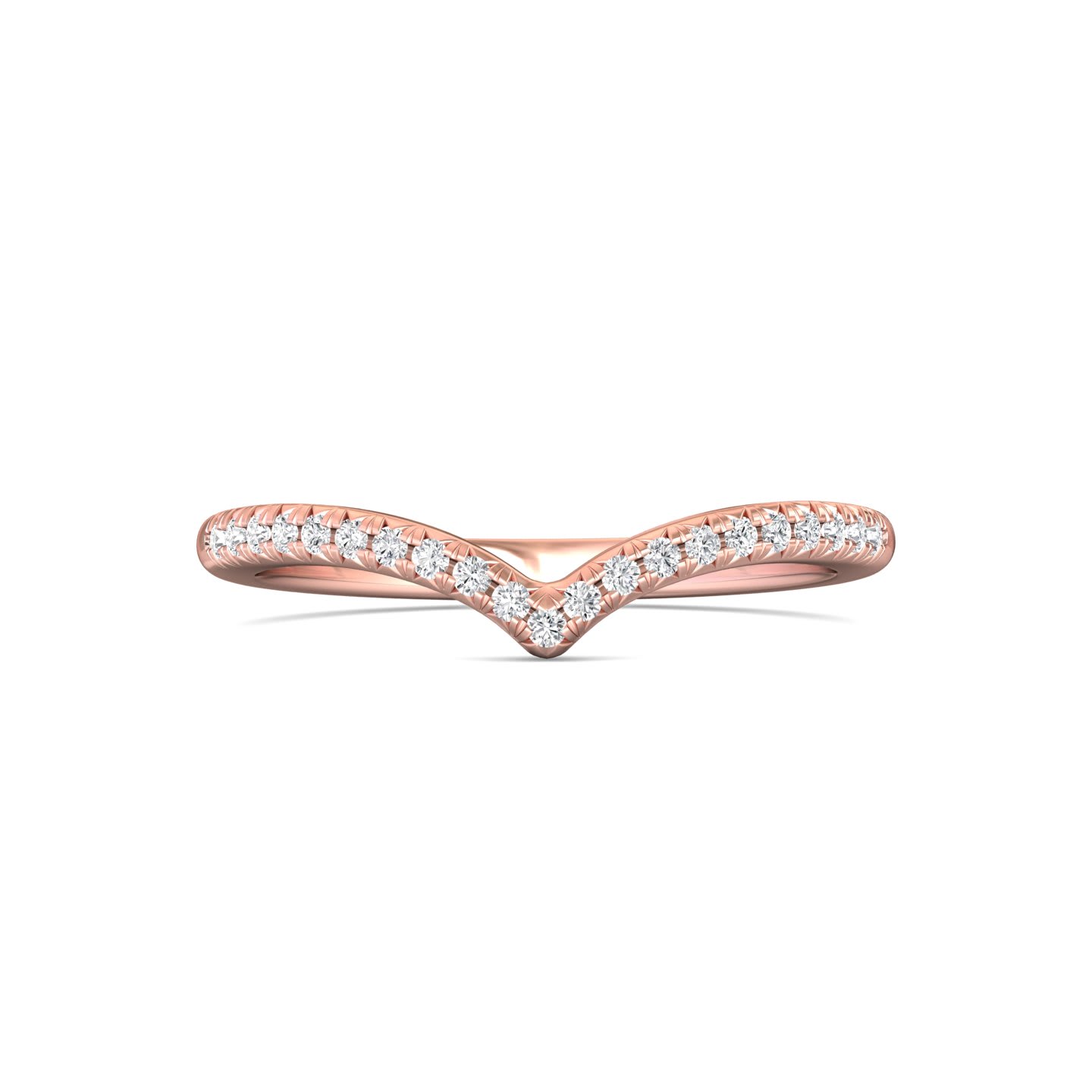 FlyerFit Micropave 14K Pink Gold Wedding Band