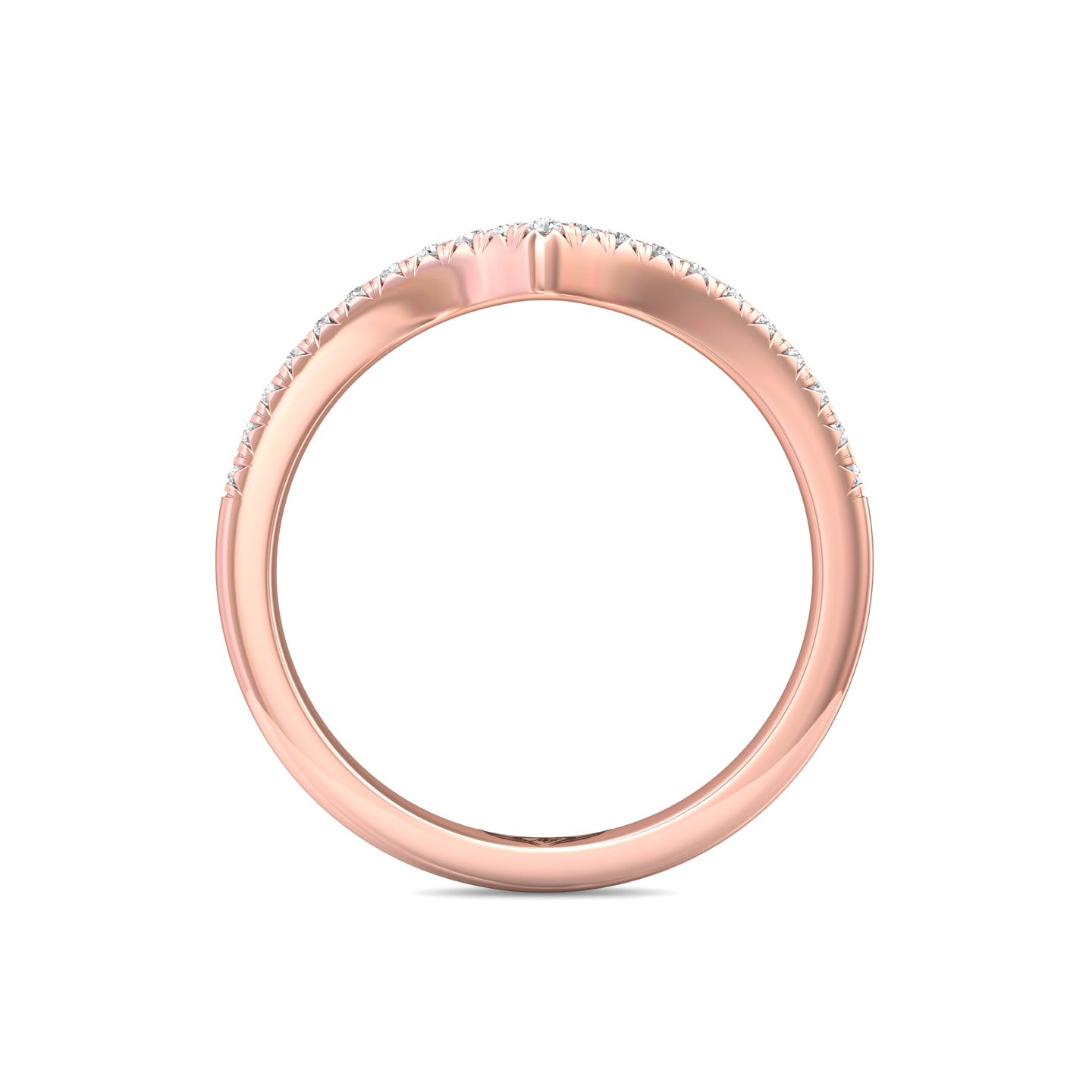 FlyerFit Micropave 14K Pink Gold Wedding Band