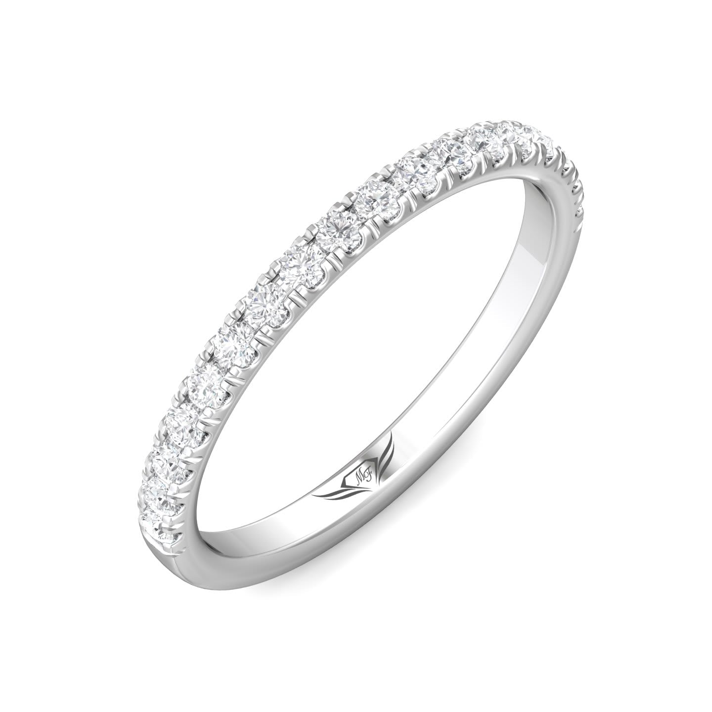 FlyerFit Micropave 18K White Gold Wedding Band