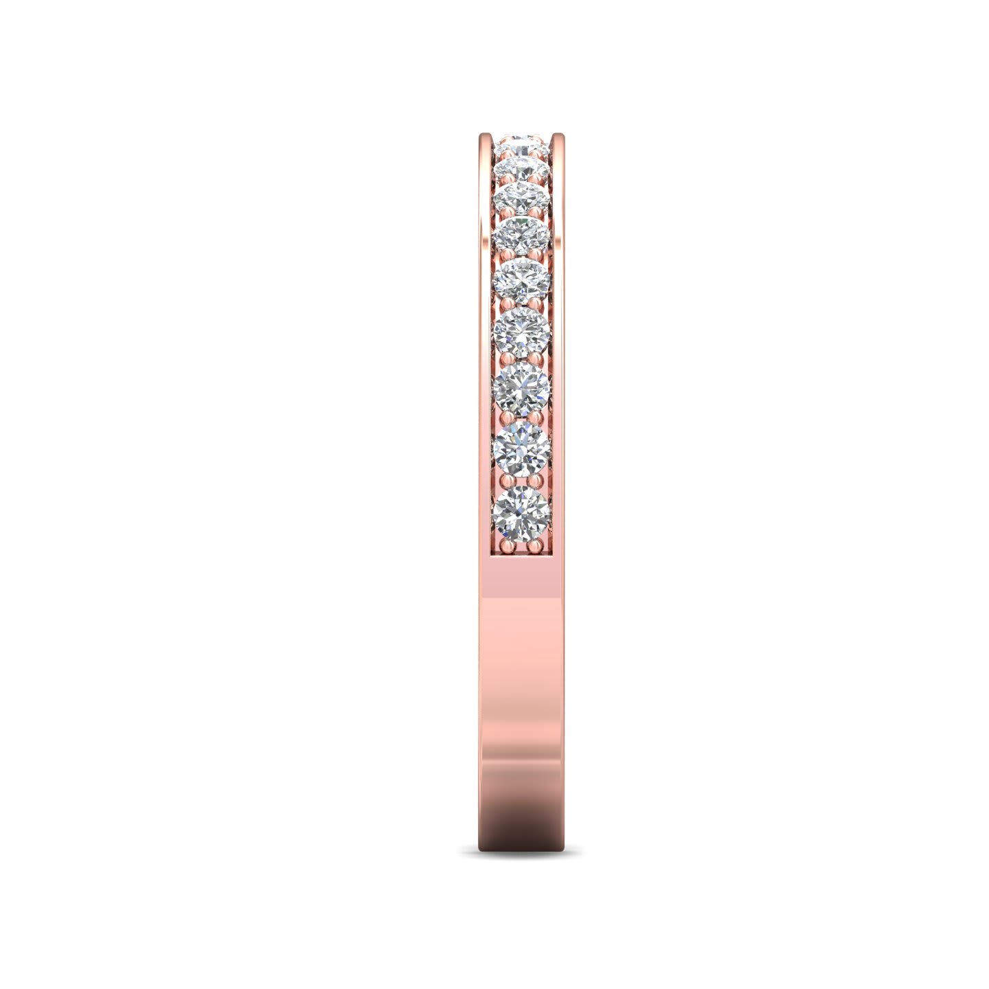 FlyerFit Micropave 18K Pink Gold Wedding Band