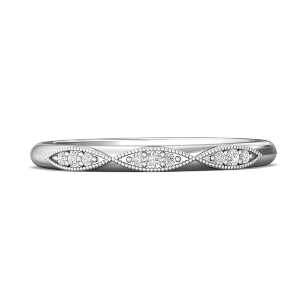 FlyerFit Micropave 14K White Gold Wedding Band