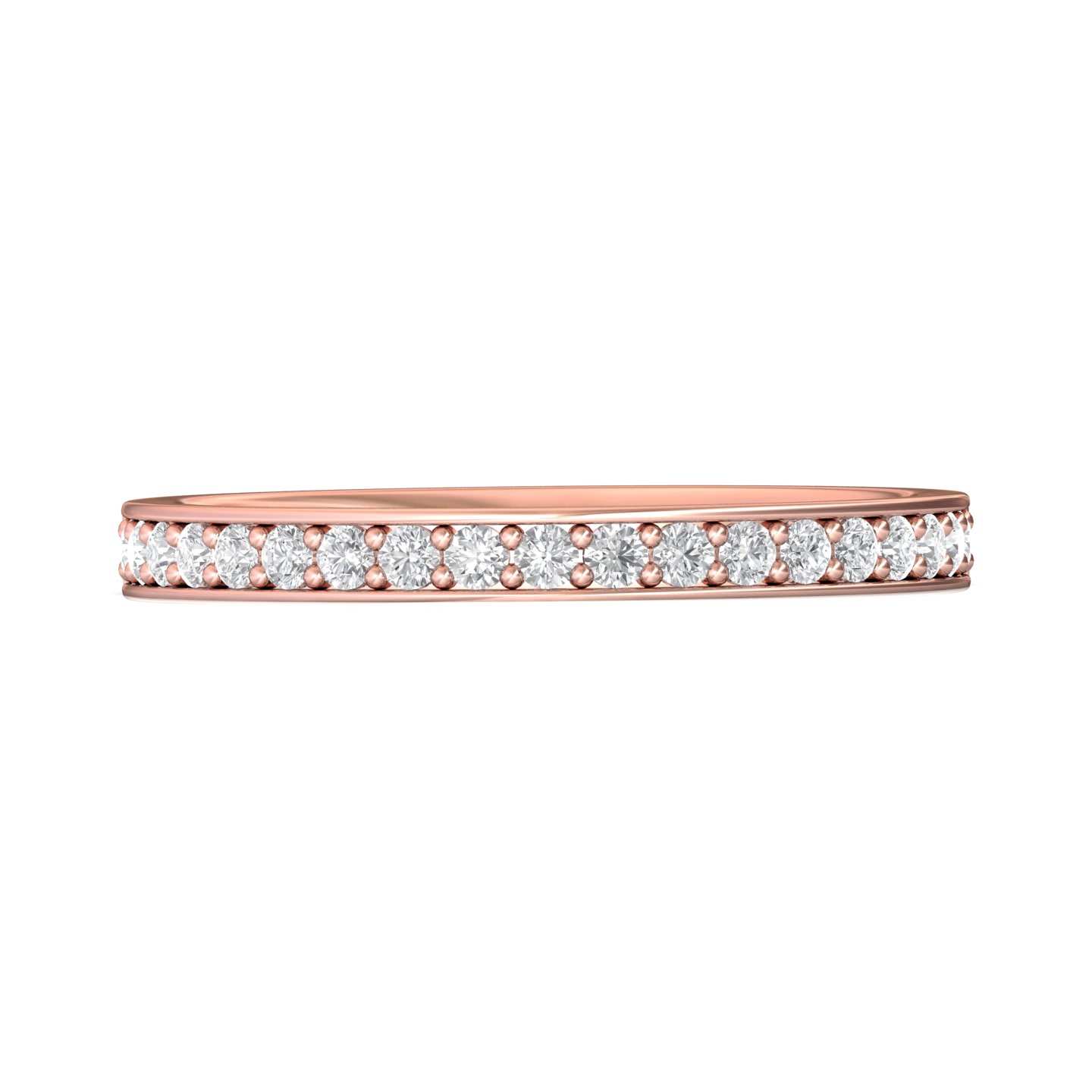 FlyerFit Micropave 18K Pink Gold Wedding Band