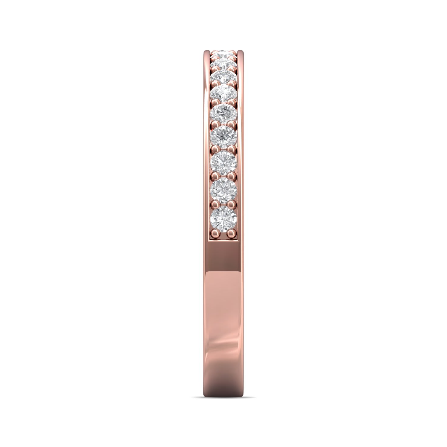 FlyerFit Micropave 18K Pink Gold Wedding Band