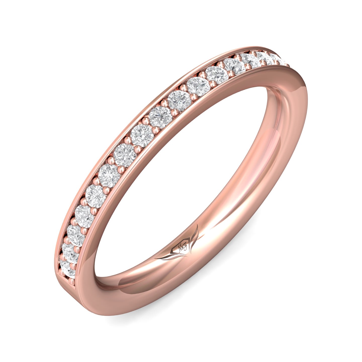 FlyerFit Micropave 18K Pink Gold Wedding Band