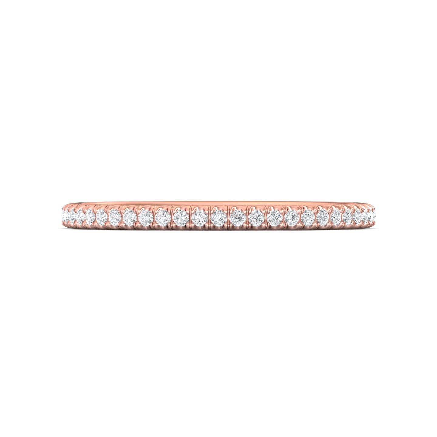 FlyerFit Micropave 18K Pink Gold Wedding Band