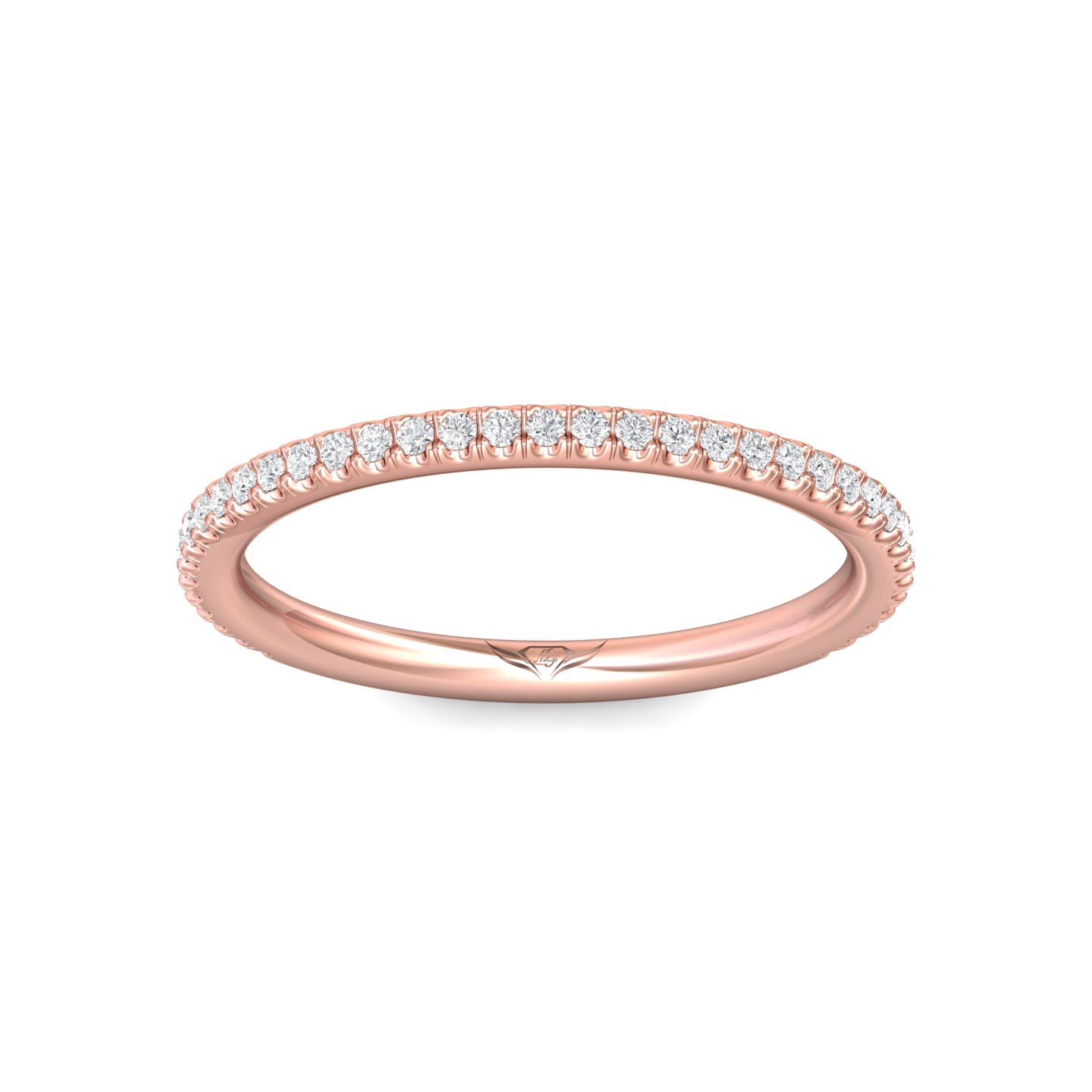 FlyerFit Micropave 18K Pink Gold Wedding Band