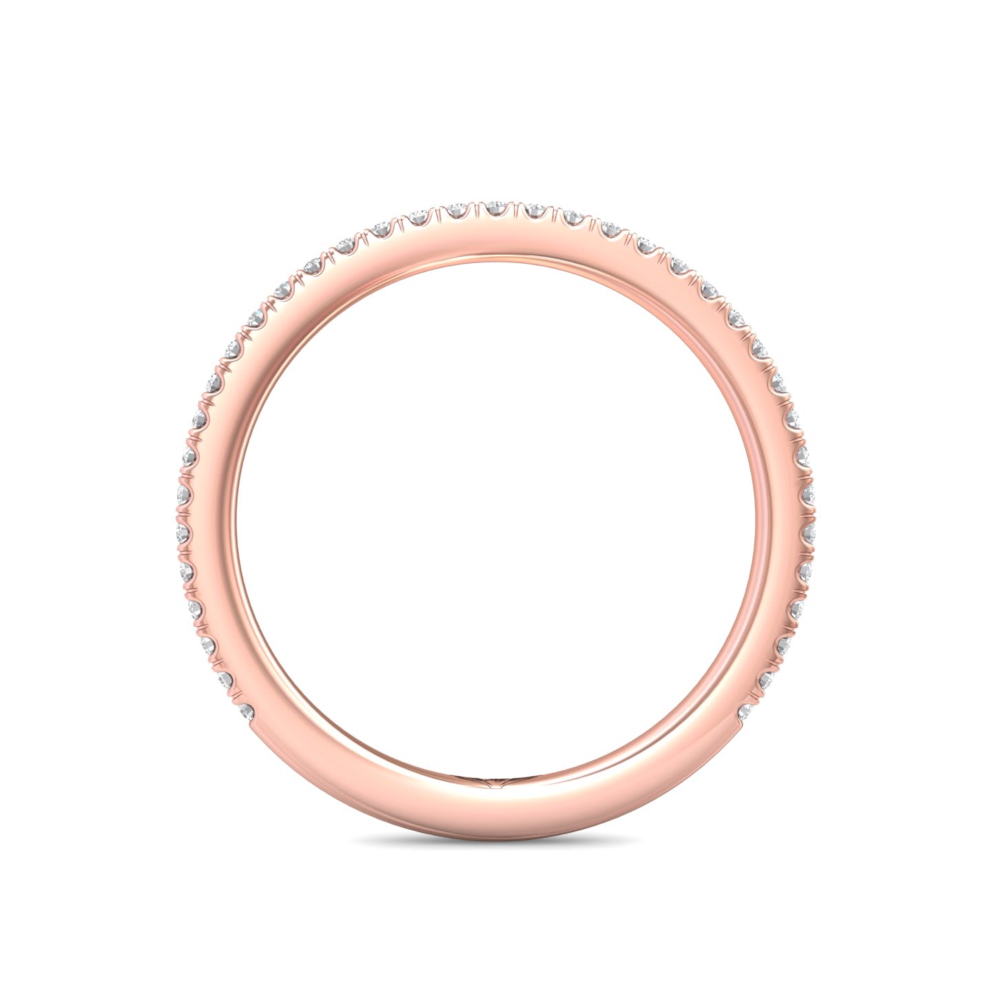 FlyerFit Micropave 18K Pink Gold Wedding Band