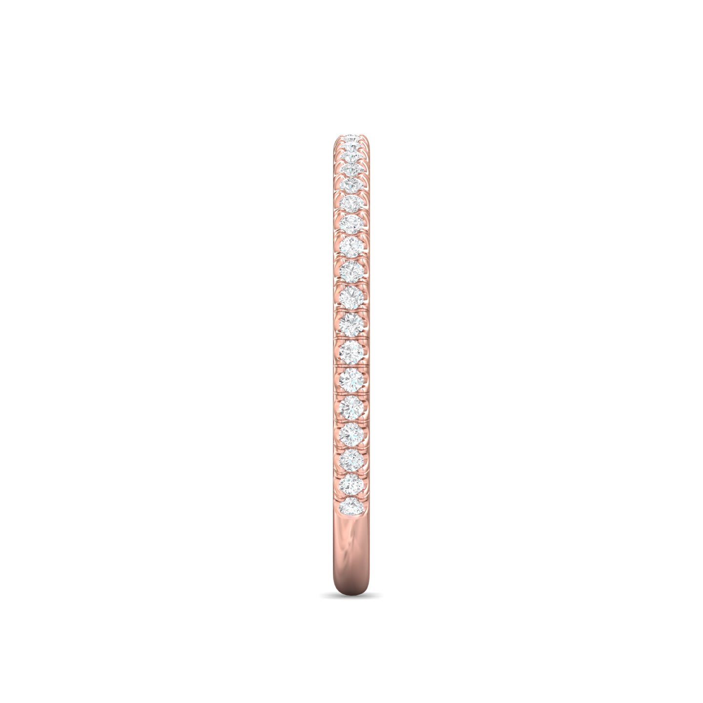 FlyerFit Micropave 18K Pink Gold Wedding Band